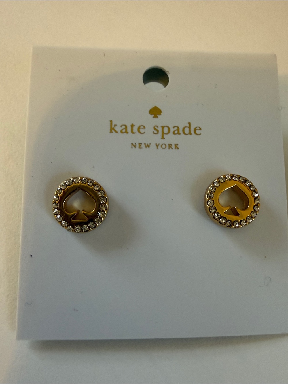 kate spade Gold Spade Crystal Halo Stud Earrings
